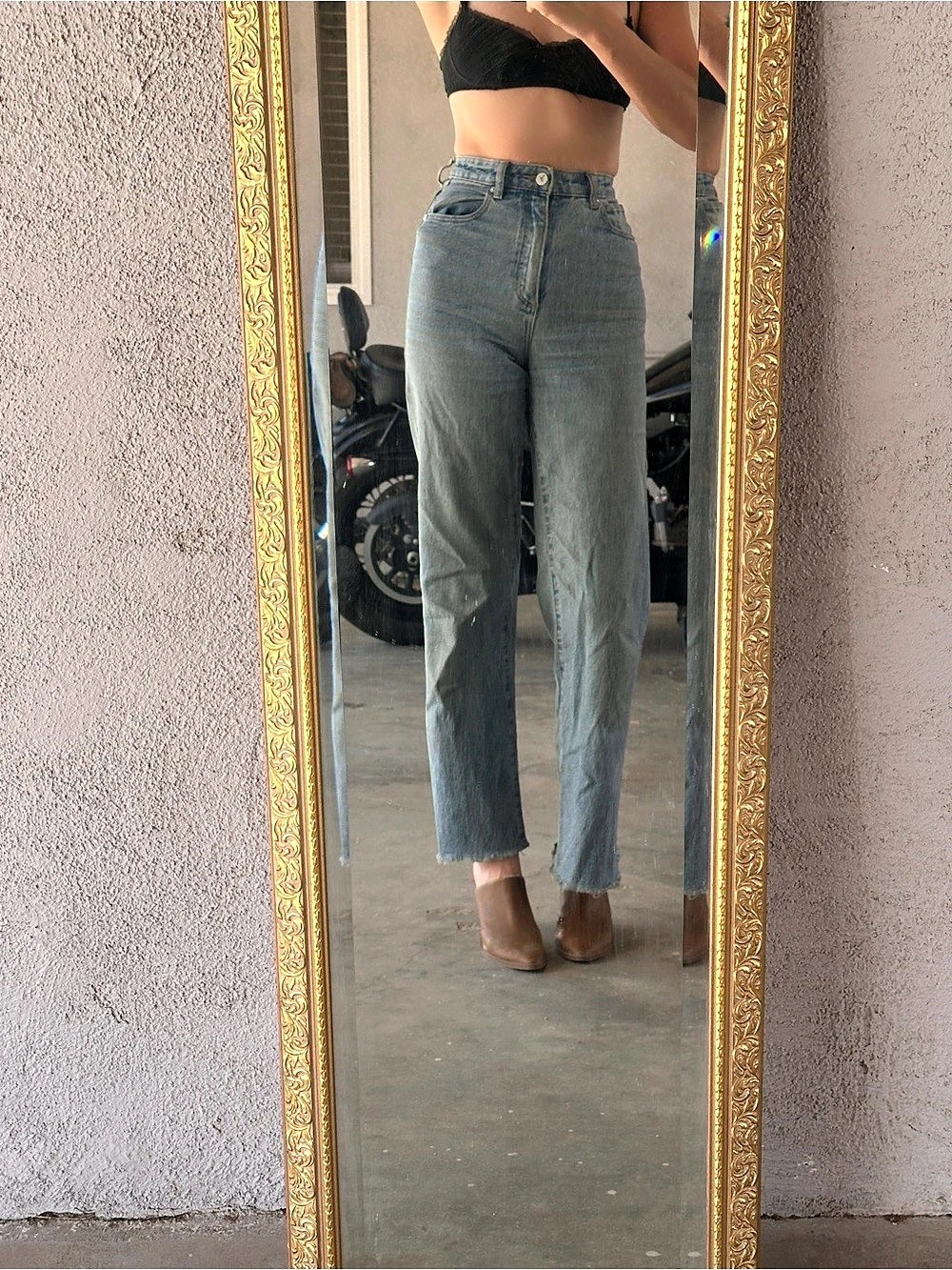 ABrand High & Wide Straight Leg Jeans in Blue Waist 25